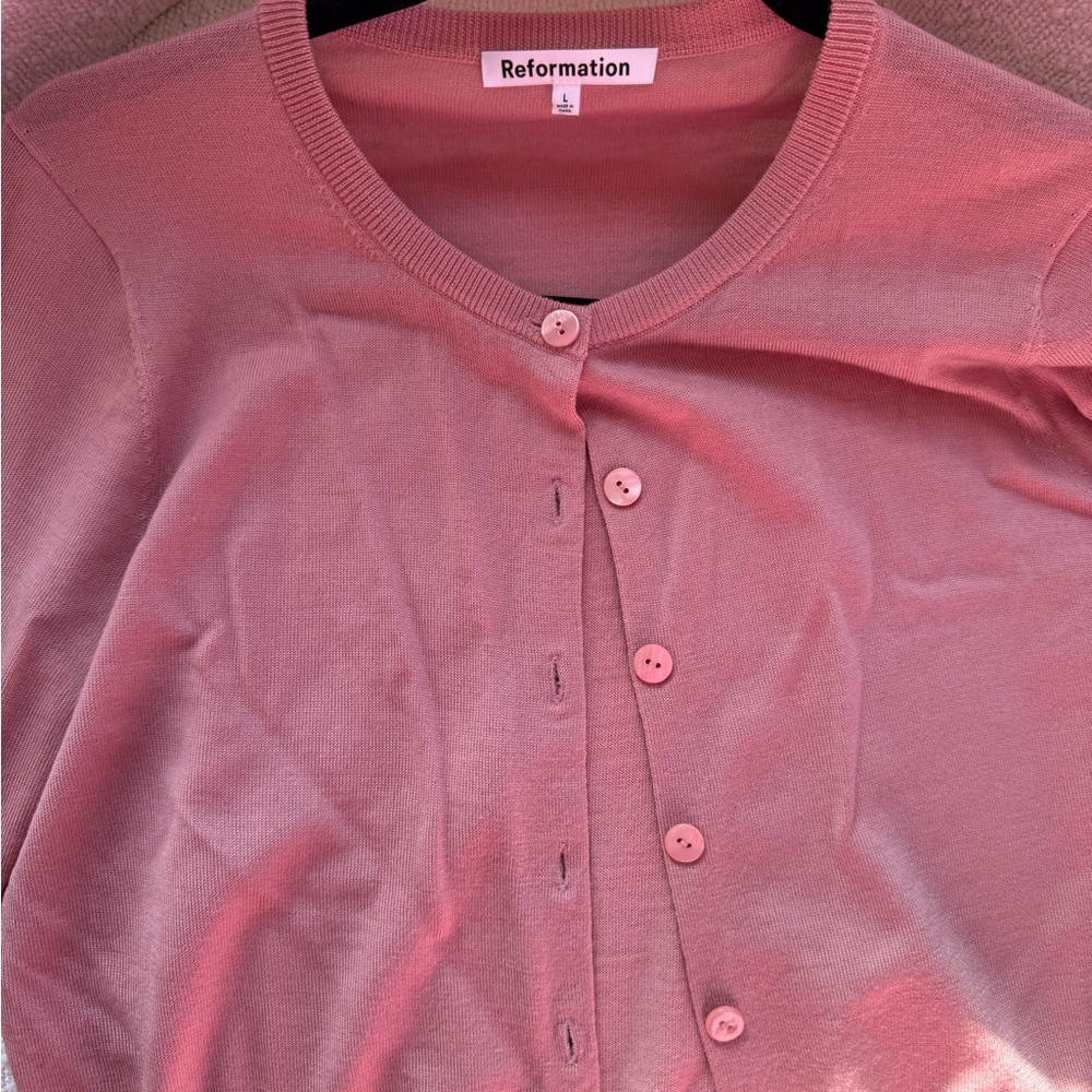 Reformation 100% Merino Wool Blush Knit Cardigan
